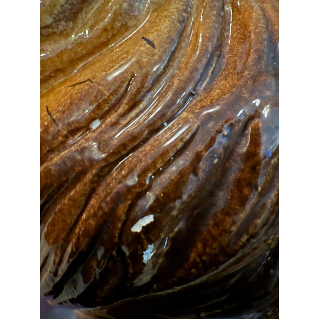 Burnt Orange Mid 20th Century Italian Majolica Pottery Guardian Lion Statue For Sale - Image 8 of 8