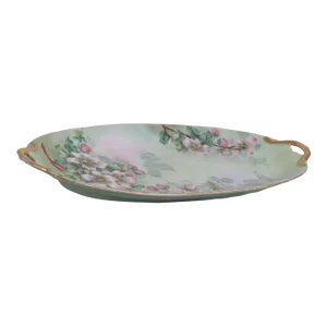 Limoges France Gda Porcelain Floral Oval Shaped Serving Tray With Handles