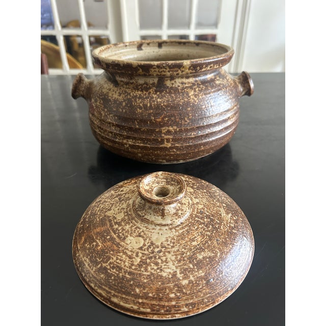 Brown Stoneware Covered Pot from Alain Rech, 1970s For Sale - Image 8 of 12