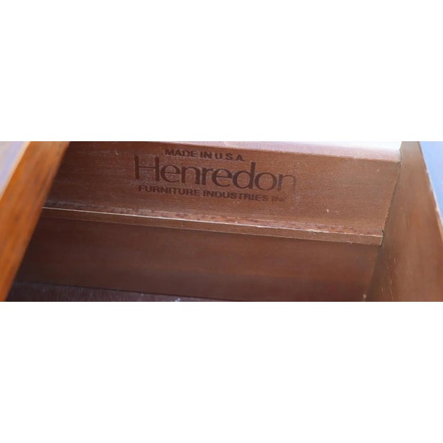 1970s Henredon Campaign Style Triple Dresser / Credenza in Warm Walnut With Brass Hardware For Sale - Image 5 of 11