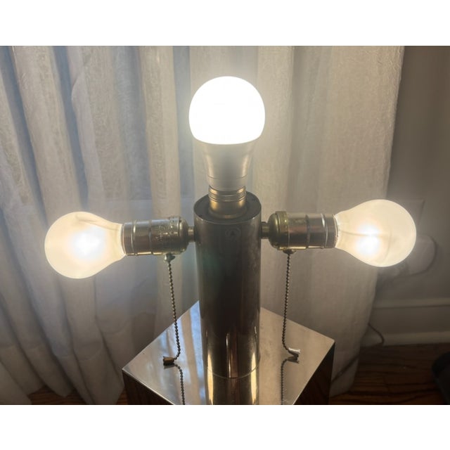 Metal Noel b.c Brass and Chrome Table Lamp Italy 1970's For Sale - Image 7 of 11