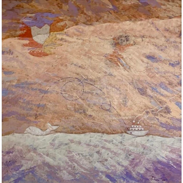 Contemporary Giampaolo Talani "Tracking the Whale" Oil on Board, Seascape, Tuscan Coastal Art, Italian Contemporary Art For Sale - Image 3 of 10