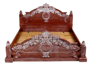 Contemporary Classic Carved White Floral Motif King Bedframe
