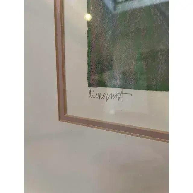 Green Original Framed Watercolor Landscape Painting Signed by Artist For Sale - Image 8 of 9