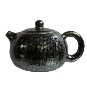 Chinese Handmade Jianye Clay Bronze Black Glaze Decor Teapot Display