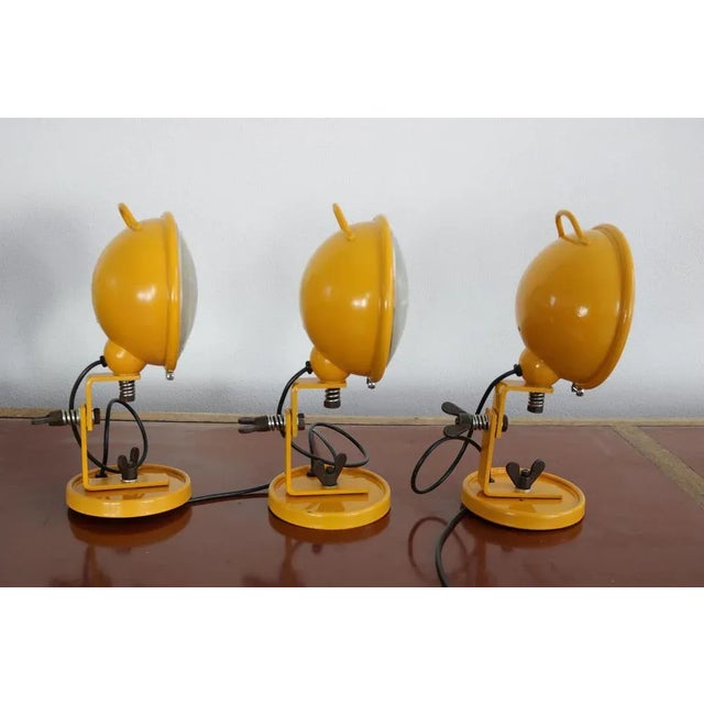 1960s Yellow Jeep Wall Lights by Cesare Leonardi and Franca Stagi for Lumenform, Set of 3 For Sale - Image 5 of 13