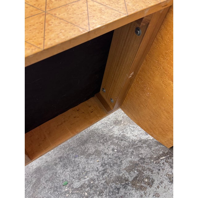 Custom Design Birdseye Maple + Leather Bench For Sale - Image 11 of 12