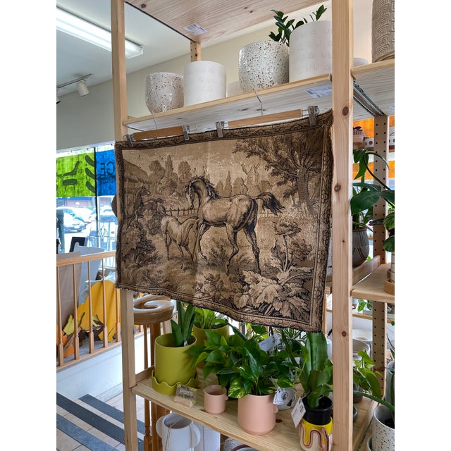 Vintage European Woven Horse Scene Tapestry Wall Hanging For Sale - Image 4 of 8