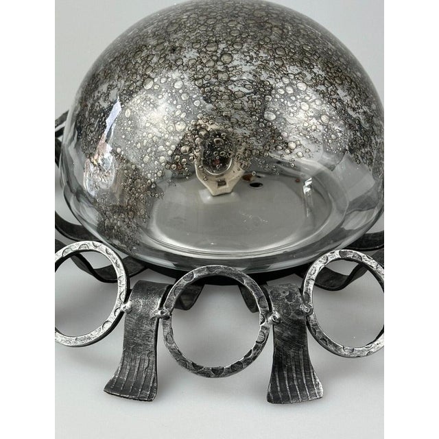 Brutalist Wall Lamp in Iron & Glass, 1970s For Sale - Image 11 of 18