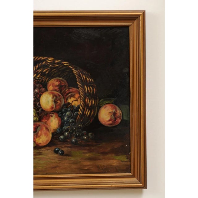Mid 19th Century American School Still Life of Peaches and Grapes Oil Painting, Framed For Sale - Image 10 of 13