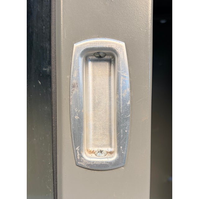 Gray Mid 20th Century Industrial Stackable Metal Cabinet With Sliding Glass Doors For Sale - Image 8 of 18