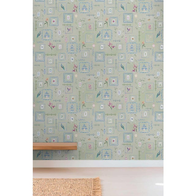 Not Yet Made - Made To Order Mahjong Tile Grasscloth Wallpaper by House Party | Green Dragon | 6 Yards For Sale - Image 5 of 9