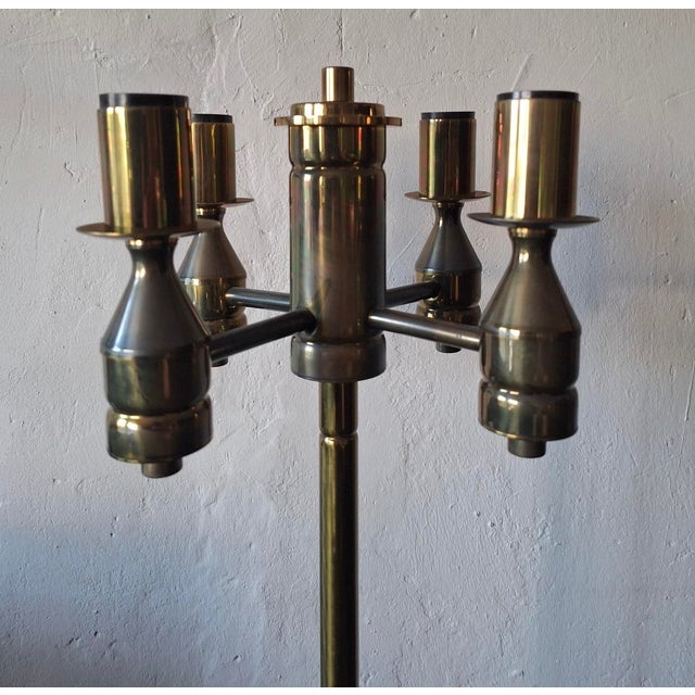 Gold Mid-Century Modern Brutalist Brass Four-Light Floor Lamp, 1960s For Sale - Image 8 of 18