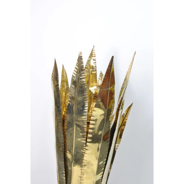 Italian Table Lamp with Brass Base and Leaves, 1970s For Sale - Image 6 of 7