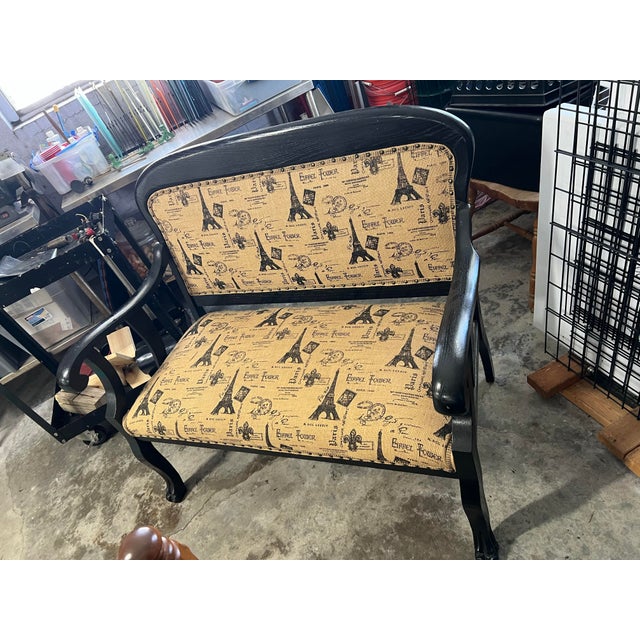 Early 20th Century Antique Empire Lion Paw Settee Paris French Eiffel Tower Motifs For Sale - Image 5 of 11