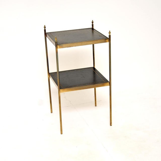 Vintage Brass and Leather Side Table, 1960s For Sale - Image 9 of 9