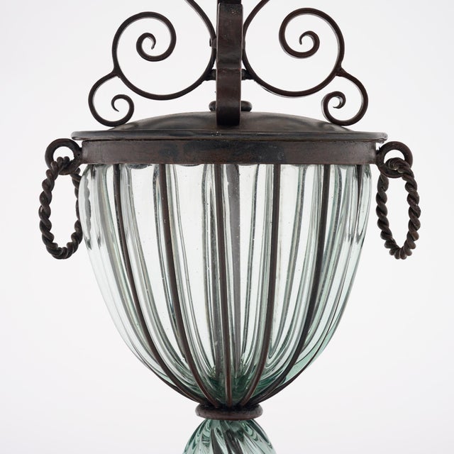 Art Nouveau Style Table Lamp, French, Glass, Iron, Vintage 1930s For Sale In Austin - Image 6 of 9