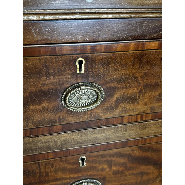 Edwardian Inlaid Mahogany Pedestal Desk with Brown Top For Sale - Image 4 of 18