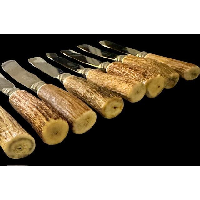 Vintage J Fraser Horncraft of Braemar Scottish Stag Handled Butter Knife m - Set of Eight For Sale - Image 10 of 10