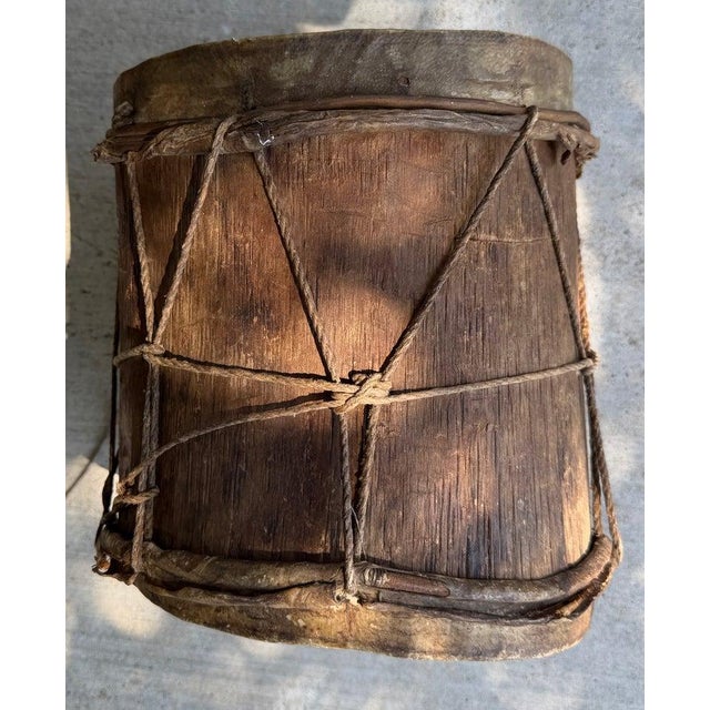 Early 20th Century Native America Hand Made Wooden Drum With Leather For Sale In Los Angeles - Image 6 of 6