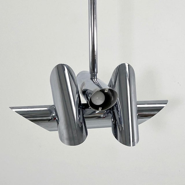 Chromed Structural Pendant Lamp by Oscar Torlasco for Stilkronen, 1960s For Sale - Image 6 of 10