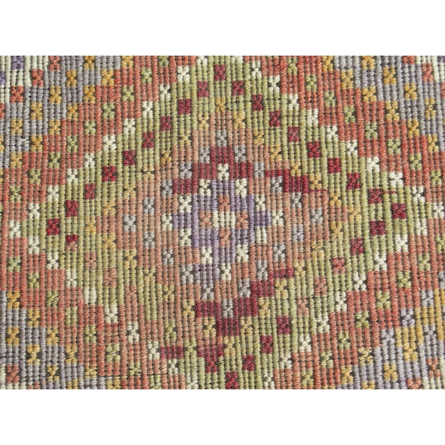 Textile 1960s Turkish Kilim Embroidery Rug For Sale - Image 7 of 11