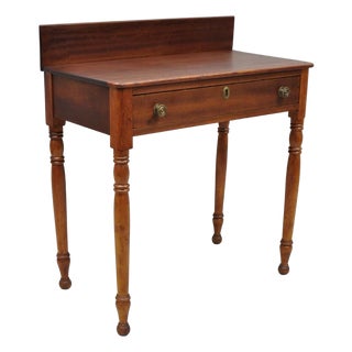 Antique Sheraton Mahogany One Drawer Washstand Server Farmhouse Side Table For Sale