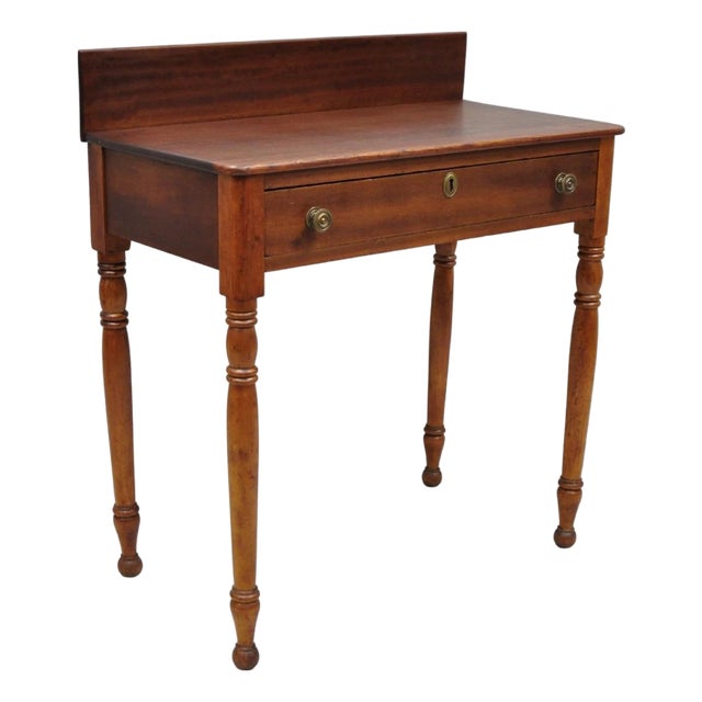 Antique Sheraton Mahogany One Drawer Washstand Server Farmhouse Side Table For Sale