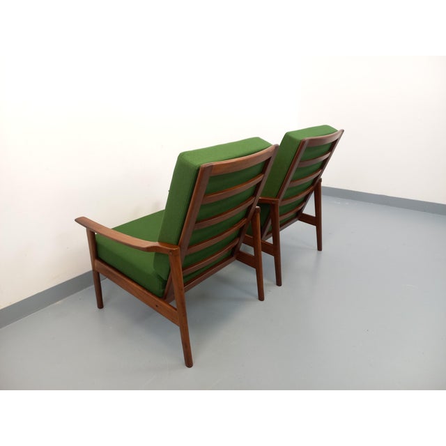 Vintage Scandinavian Chairs in Teak and Green Fabric, 1960s, Set of 2 For Sale - Image 12 of 18