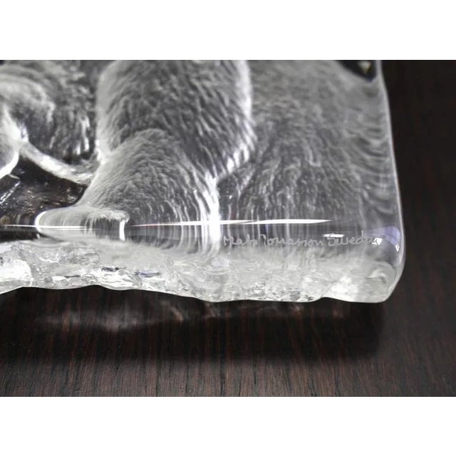 Vintage Swedish Carved Crystal Polar Bears Slab Sculpture For Sale - Image 6 of 8