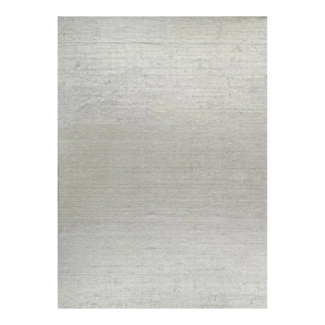 2010s Rug & Kilim’s Modern Rug in Solid Gray and Off-White Striae - 10x14 For Sale