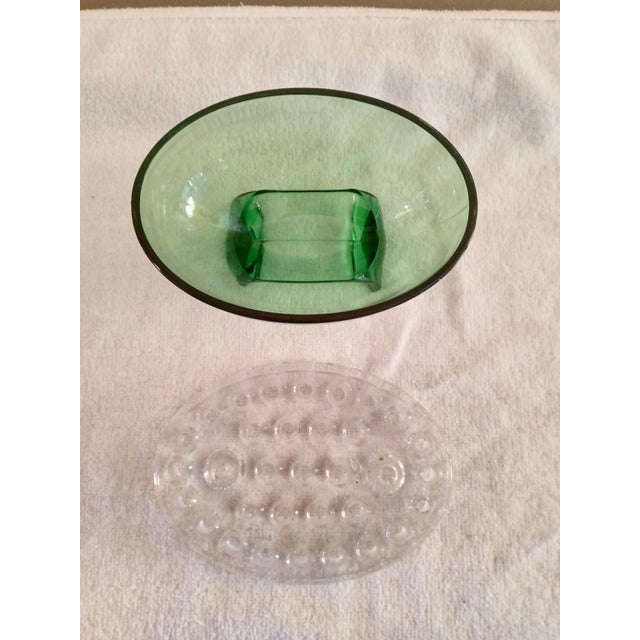 Mid-Century Modern Vintage Martinsville Viking #1048 Oval Green Flower Frog For Sale - Image 3 of 5