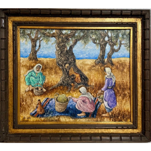 Zvi Livni, Modernist Old City Jerusalem Israel Landscape Oil Painting Zvi Livni Judaica Art, 20th Century For Sale