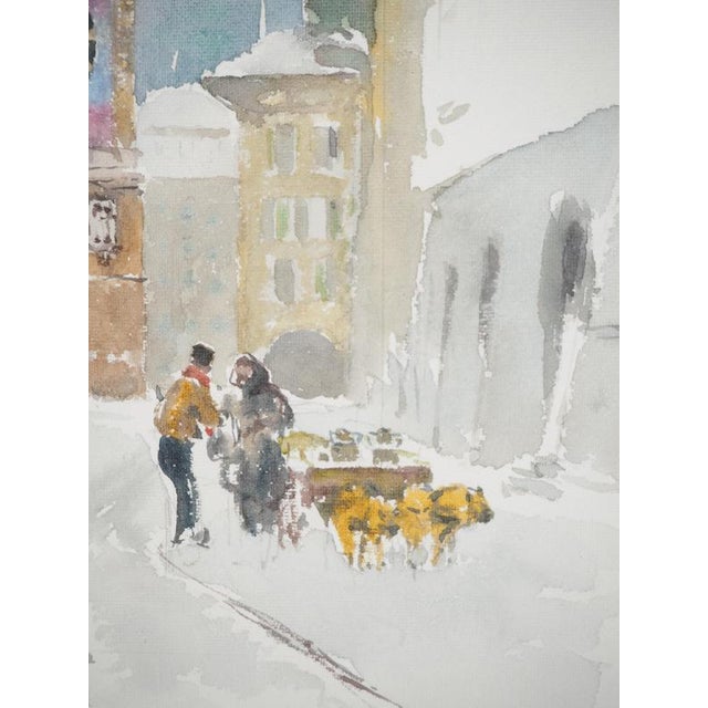 René Leverd, Switzerland, Clock Tower in Bern, Watercolor For Sale - Image 6 of 7