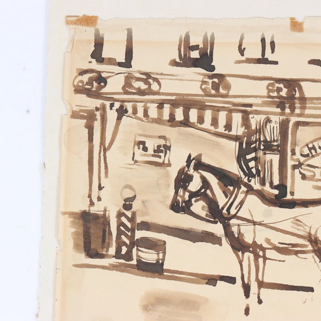 Mid 20th Century Moses Soyer (New York 1899-1974), Female Portrait / Street Scene - Set of 2 For Sale - Image 5 of 9