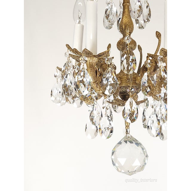 Brass Antique 5 Light Sensational Shinning Swanky Brass Cut Lead Crystal Chandelier ~ Rewired ~ Restored ~ Rejuvenated ~ Ready to Hang ~ For Sale - Image 8 of 12