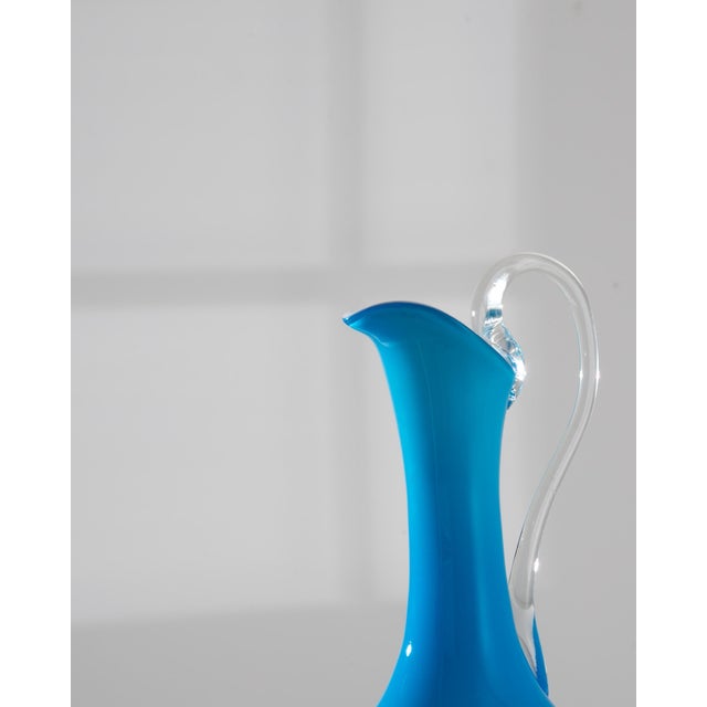 Glass 1960s Italian Blue Glass Jug For Sale - Image 7 of 18