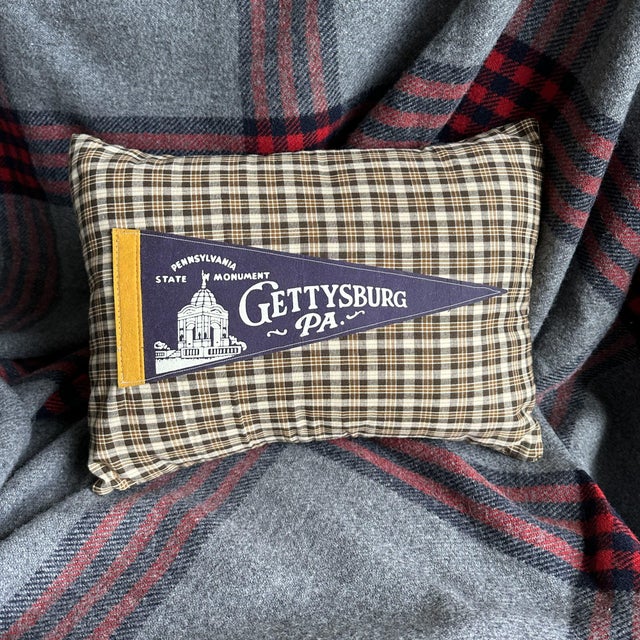 American Pennsylvania Gettysburg Vintage Pennant on New Woven Throw Pillow For Sale - Image 3 of 4