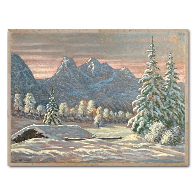 Alfred Kusche, Snowy Landscape, 1920s, Oil on Board For Sale - Image 6 of 16