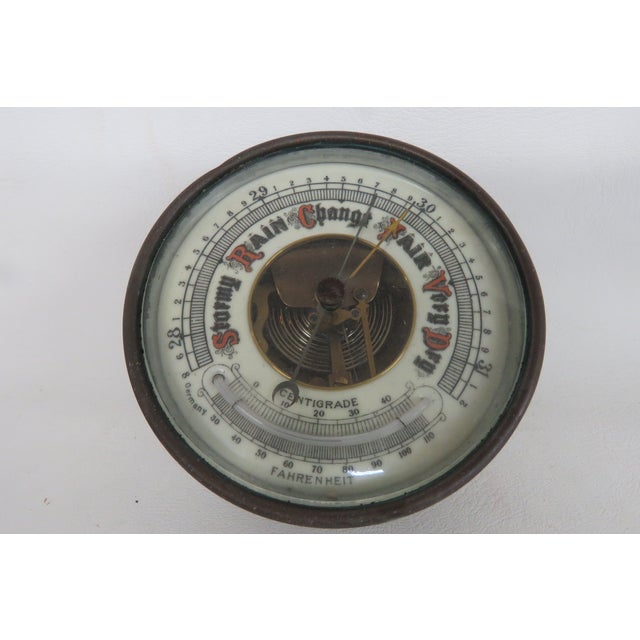 Metal German Aneroid Barometer Centigrade Fahrenheit Metal Hanging Weather Dial 4489b For Sale - Image 7 of 15