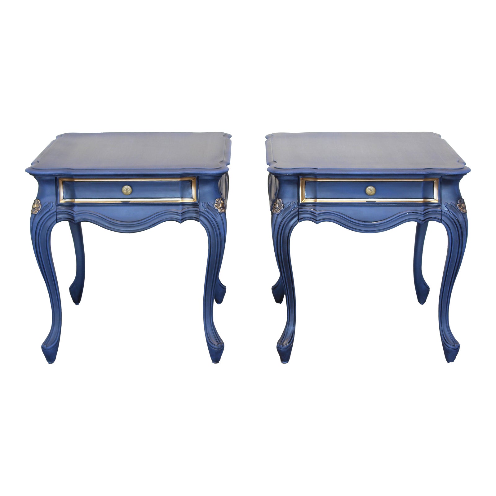Vintage French Style Blue Side Tables, a Pair Chairish