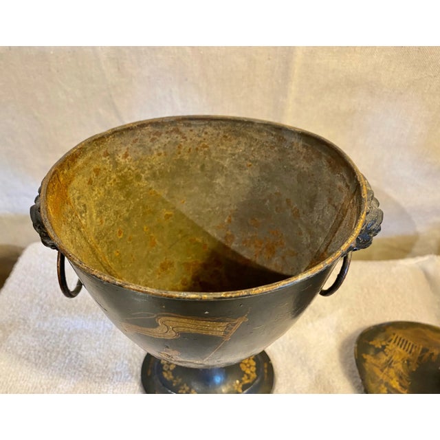 Regency Period Tole Chestnut Urn in Chinoiserie For Sale - Image 4 of 13