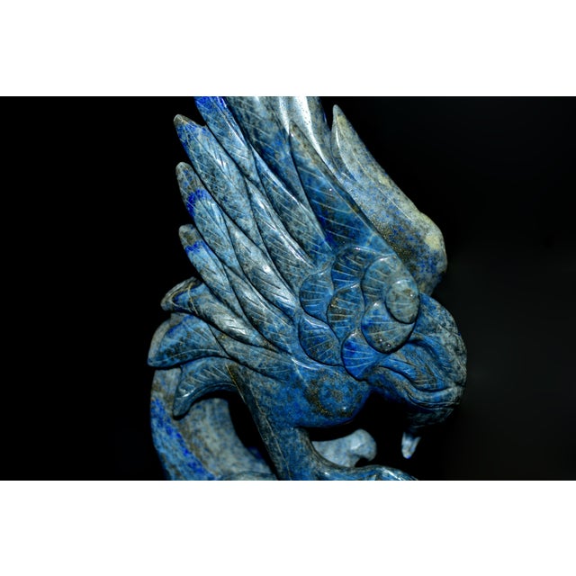 Natural Lapis Eagle Sculpture Genuine Lapis Lazuli For Sale - Image 12 of 13