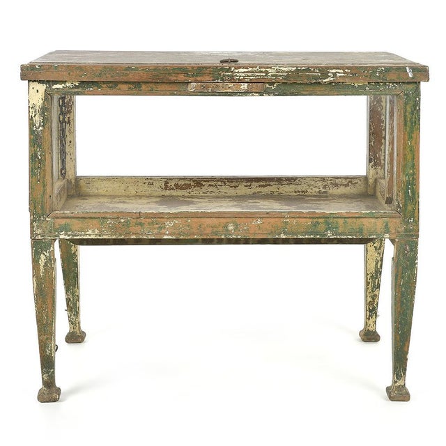 Wood Display Case Table in Patinated Wood For Sale - Image 7 of 7