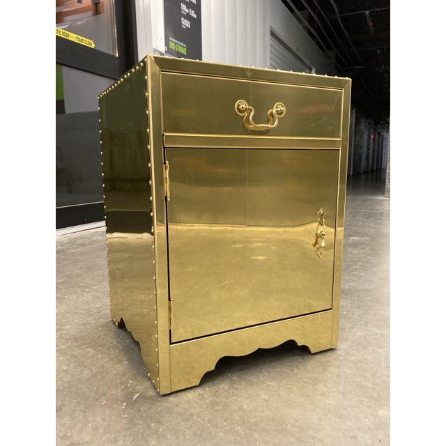 Brass-Clad Campaign Style Nightstand From Sarreid Ltd. Spain For Sale - Image 10 of 13