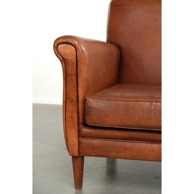 Vintage Sheepskin Armchair in Cognac For Sale - Image 9 of 14