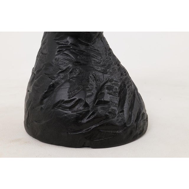 Rustic Sculptural Side Table in Burnt Black Oak by Logniture For Sale - Image 11 of 12