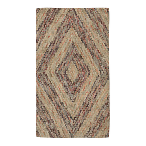 Sublime Brown Color With Great Symmetrical Desing Antique American Hooked Rug