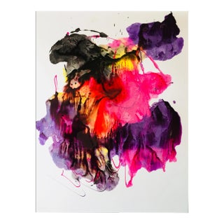 Original Abstract Ink Painting on Paper by Erik Sulander "Nebulae Chroma" For Sale