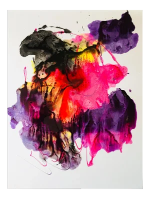 Original Abstract Ink Painting on Paper by Erik Sulander "Nebulae Chroma"